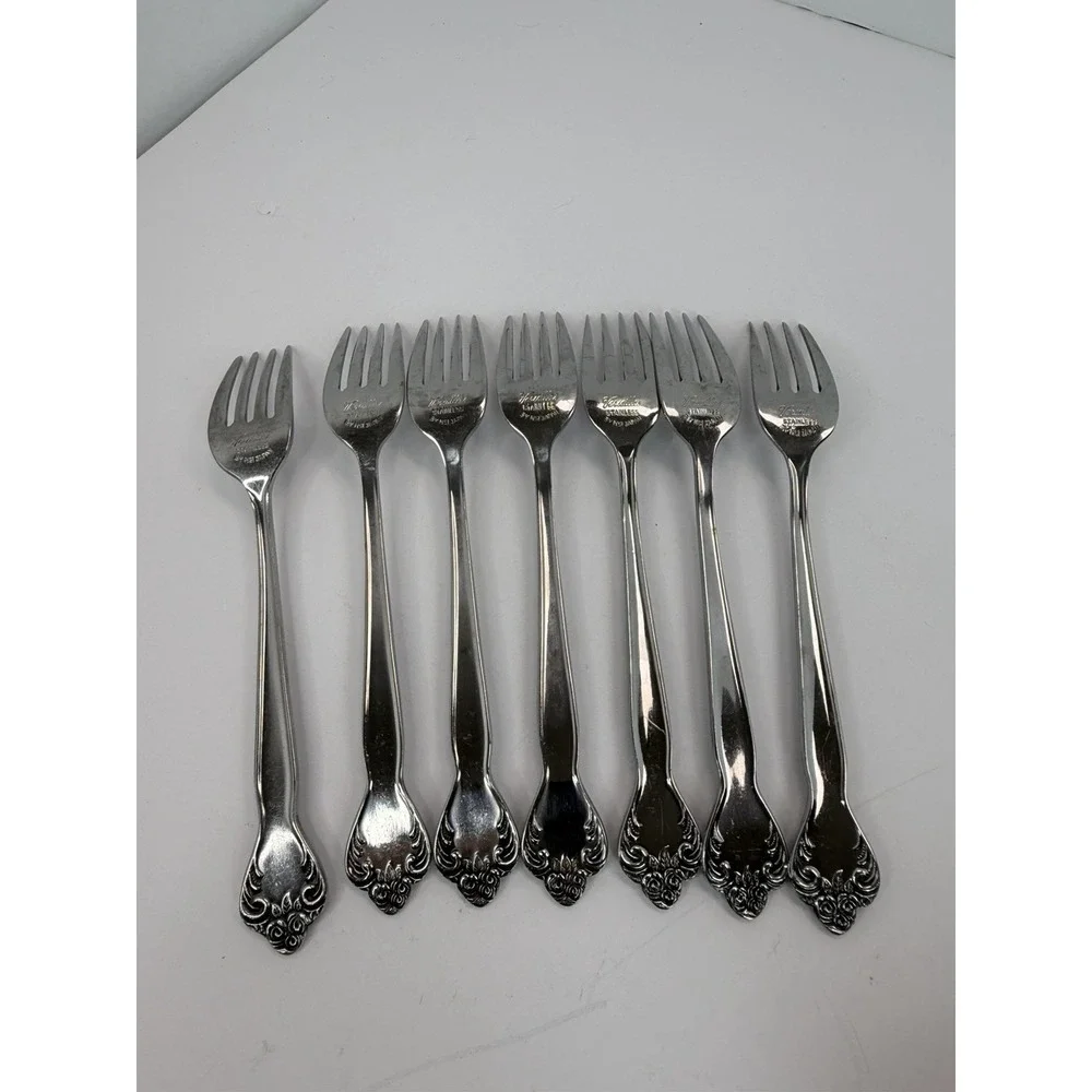 MSI Merchandise Service Versailles Pattern Stainless Steel Salad Forks Set Of 7